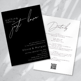 Invitación Nada Fancy Ama Simplemente Script QR Code Boda