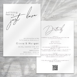 Invitación Nada Fancy Ama Simplemente Script QR Code Boda