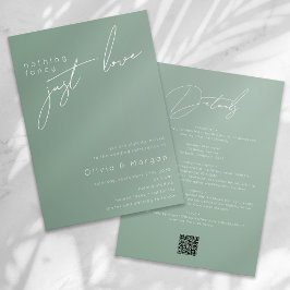 Invitación Nada Fancy Ama Simplemente Script QR Code Boda