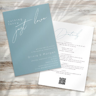 Invitación Nada Fancy Ama Simplemente Script QR Code Boda