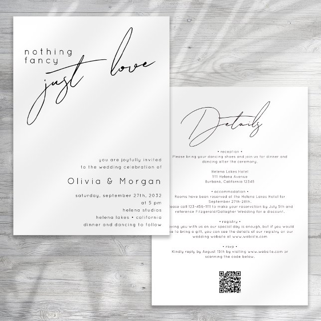 Invitación Nada Fancy Ama Simplemente Script QR Code Boda (Subido por el creador)