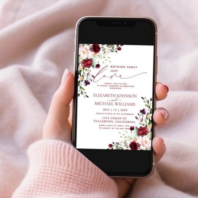 Invitación Nada Fancy Ama Solamente A Burgundy Photo Boda (Subido por el creador)
