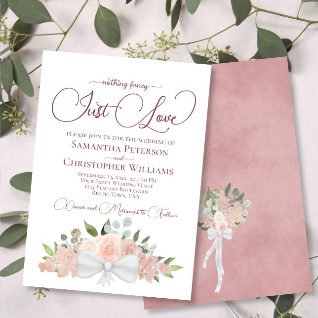 Invitación Nada Fancy Ama Solamente A Dusty Rosa Boda Floral (Subido por el creador)