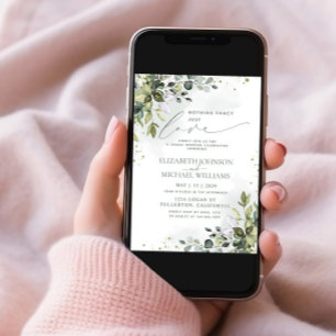 Invitación Nada Fancy Ama Solamente A Eucalyptus Boda Verde