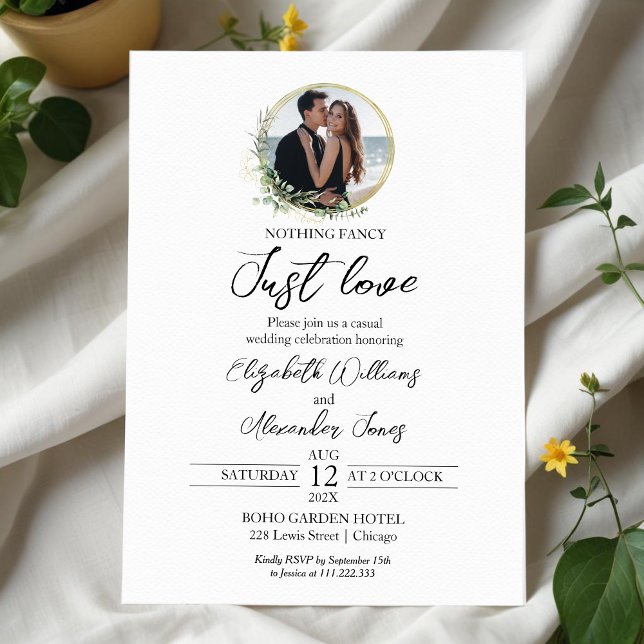 Invitación Nada Fancy Ama Solamente A Greenery Photo Boda (Subido por el creador)