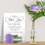 Invitación Nada Fancy Ama Solamente A Lavender Rosa Boda<br><div class="desc">Esta hermosa invitación a la boda incluye un único rosa romántico de color púrpura lavanda de tallo largo sobre su lado, reflejado en una piscina de agua. El encabezado está escrito con elegantes letras y dice: Nada de fantasía, Sólo amor. Esta invitación es la combinación perfecta de lo moderno y...</div>