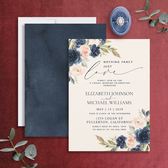 Invitación Nada Fancy Ama Solamente Al Boda Azul De La Marina (Subido por el creador)