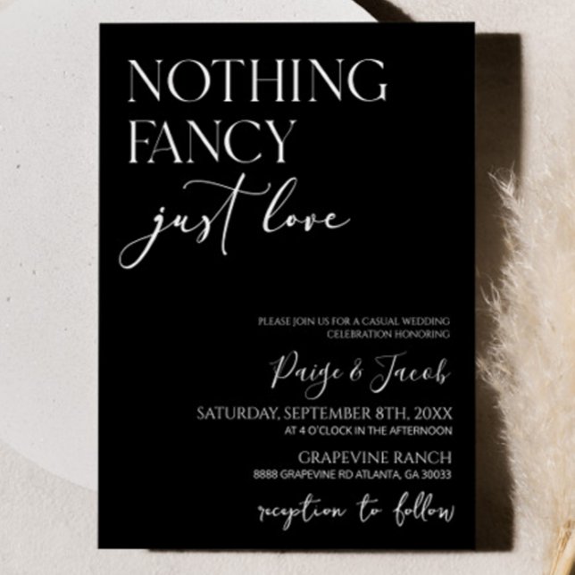 Invitación Nada Fancy Ama Solamente Al Boda Casual Minimalist (Subido por el creador)