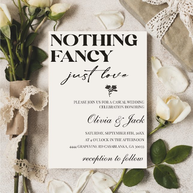 Invitación Nada Fancy Ama Solamente Al Boda Casual Minimalist (Subido por el creador)