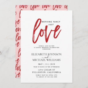 Invitación Nada Fancy Ama Solamente Al Boda Rosa Y Casual Roj