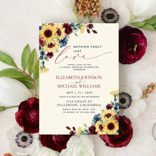 Invitación Nada Fancy Ama Solamente El Girasol Azul Borgoña E