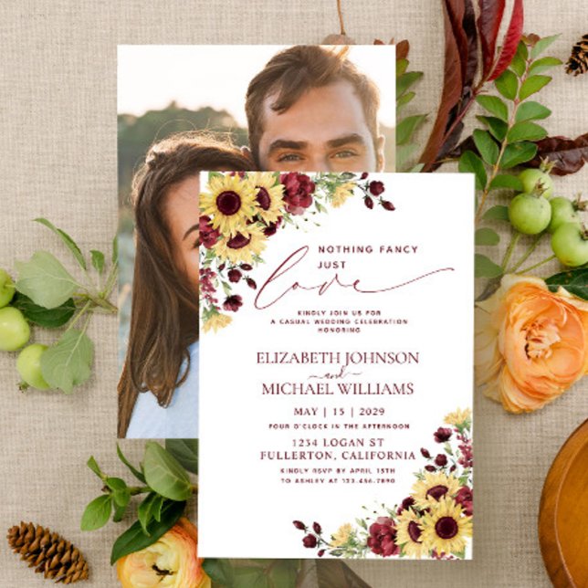 Invitación Nada Fancy Ama Solamente El Girasol Burgung Foto (Subido por el creador)