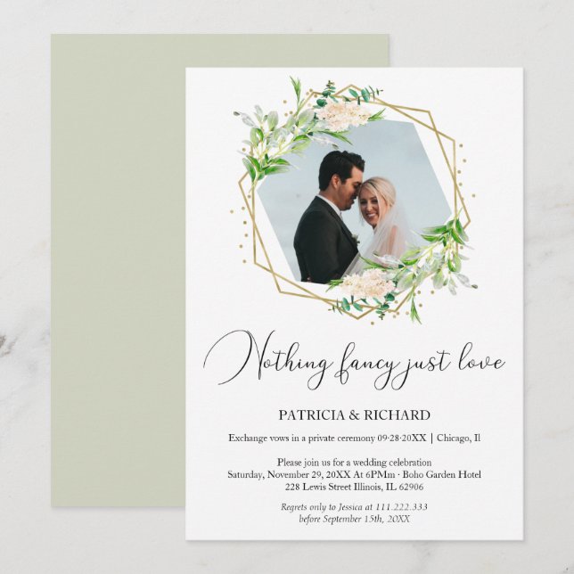 Invitación Nada Fancy Ama Solamente La Celebración Del Boda E (Anverso / Reverso)