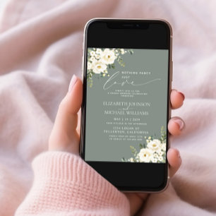 Invitación Nada Fancy Ama Sólo A Sage Green Floral Boda