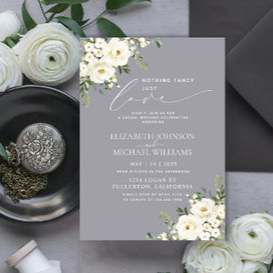 Invitación Nada Fancy Ama Sólo Al Boda Floral Gris Claro