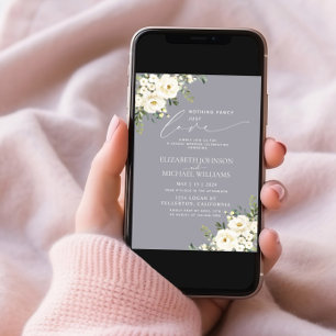 Invitación Nada Fancy Ama Sólo Al Boda Floral Gris Claro
