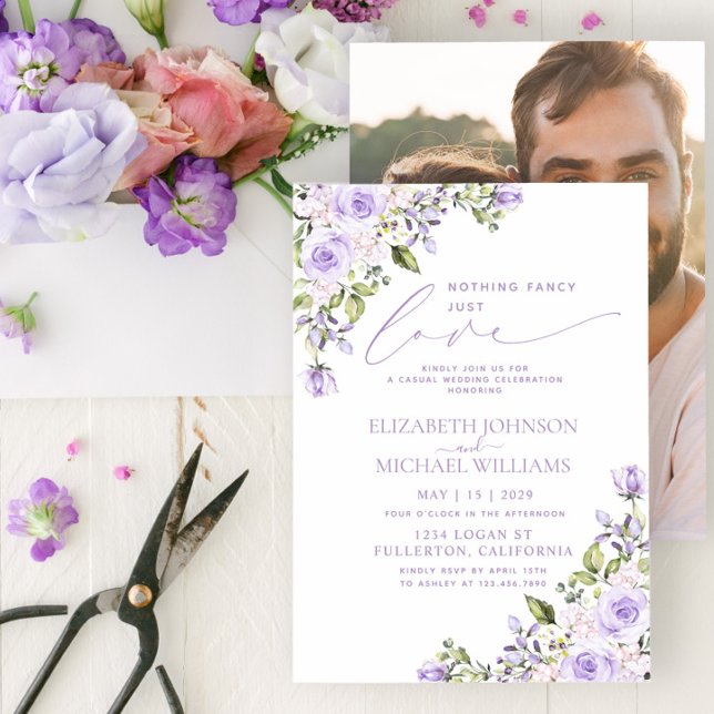 Invitación Nada Fancy Ama Sólo Lilac Lavender Photo (Subido por el creador)
