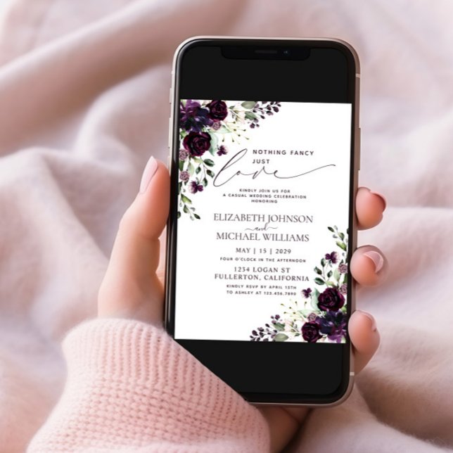 Invitación Nada Fancy Ama Solo Plum Purple Casual Photo (Subido por el creador)