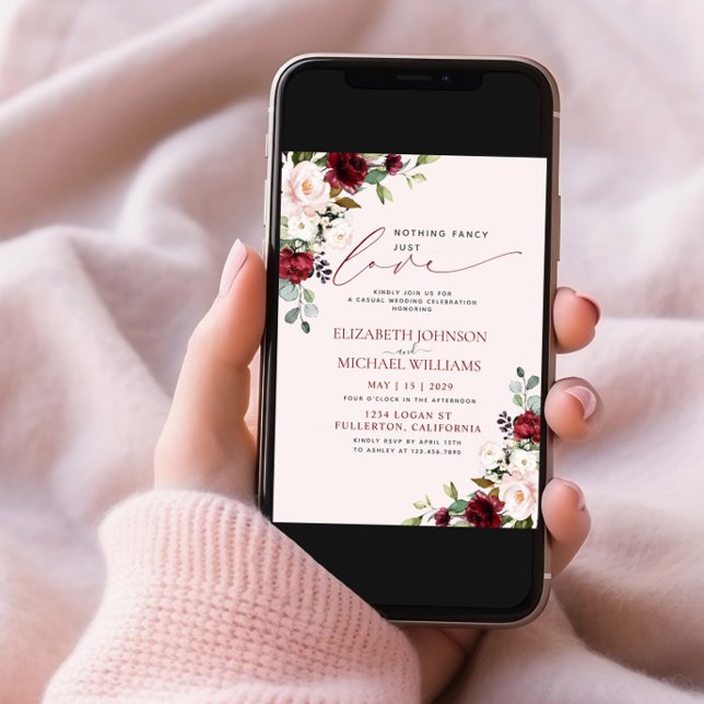 Invitación Nada Fancy Ama Solo Rubor Pink Burgundy (Subido por el creador)
