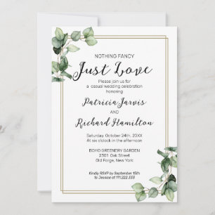 Invitación Nada Fancy Gold Frame Greenery Boda