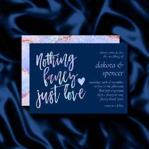 Invitación Nada Fancy Just Love   Armada y Mármol Pastel