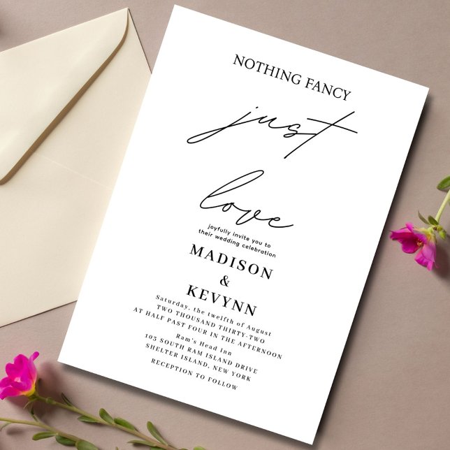 Invitación Nada Fancy Just Love Boda (Subido por el creador)