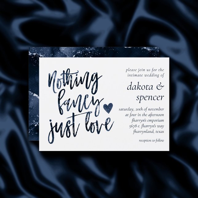 Invitación Nada Fancy Just Love | Boda azul de la Marina Mood (Subido por el creador)