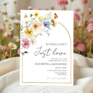 Invitación Nada Fancy Just Love   Boda de Wildflower Boho