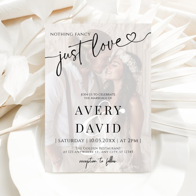 Invitación Nada Fancy Just Love Boda Photo (Subido por el creador)