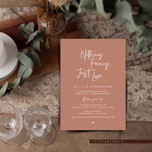 Invitación Nada Fancy Just Love, Cena Boda Elopement