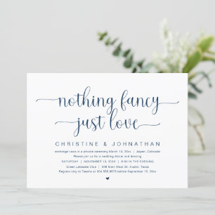 Invitación Nada Fancy Just Love, Fiesta De Elopement Boda