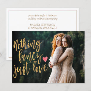 Invitación Nada Fancy Just Love   Foto de micro Bodas