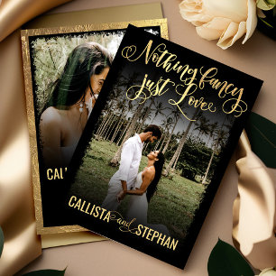 Invitación Nada Fancy Just Love Gold Black Photo Boda