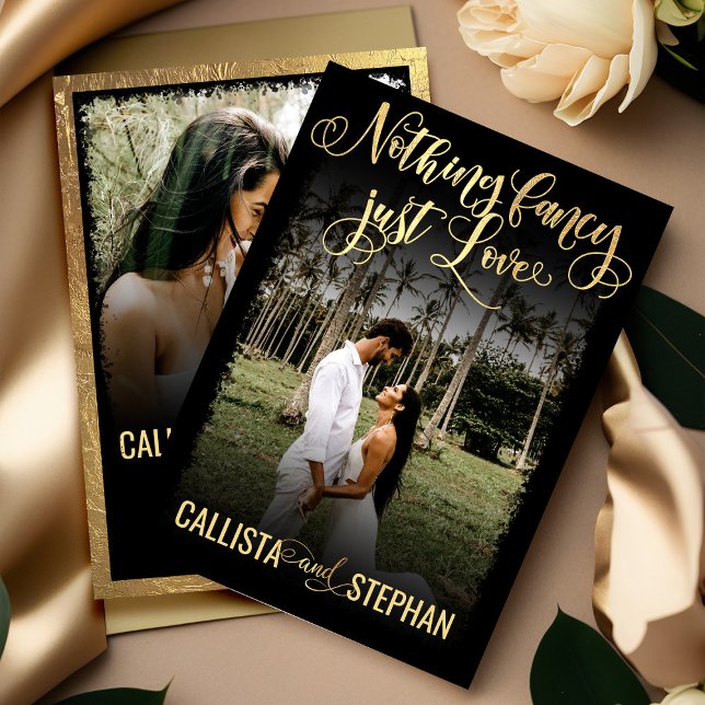 Invitación Nada Fancy Just Love Gold Black Photo Boda (Subido por el creador)