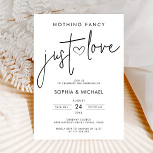Invitación Nada Fancy Just Love Minimalista Boda