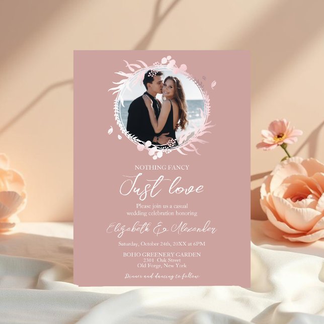 Invitación Nada Fancy Just Love Photo Pink Boda (Subido por el creador)