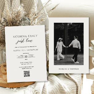 Invitación Nada Fancy Just Love Photo Qr Code Boda