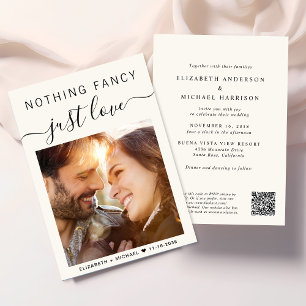 Invitación Nada Fancy Just Love Photo QR Code Boda