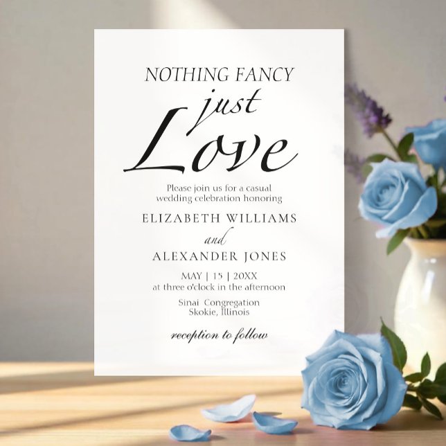 Invitación Nada Fancy Just Love Script Boda Minimalista (Subido por el creador)