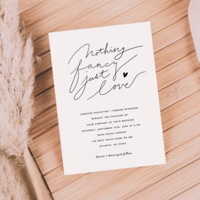 Invitación Nada Fancy Just Love Script Typography Boda (Subido por el creador)