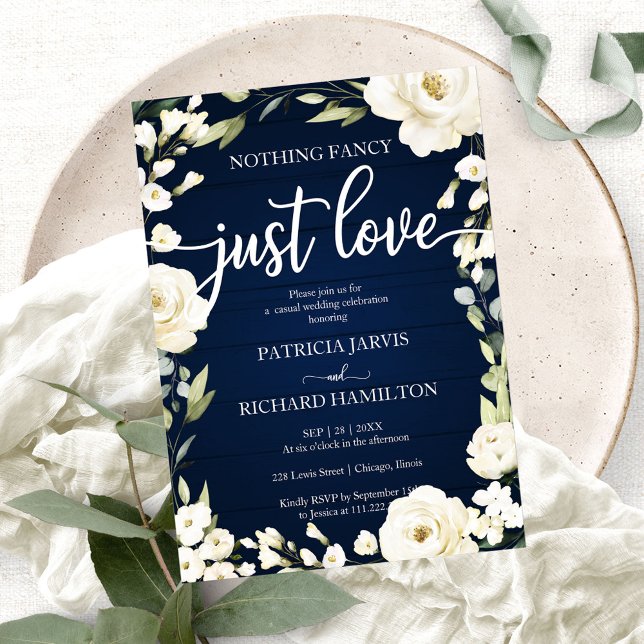 Invitación Nada Fancy Love Just Love Boda White Floral (Subido por el creador)