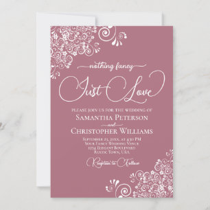 Invitación Nada Fancy Love Just Love Dusty Rosa Frilly Boda