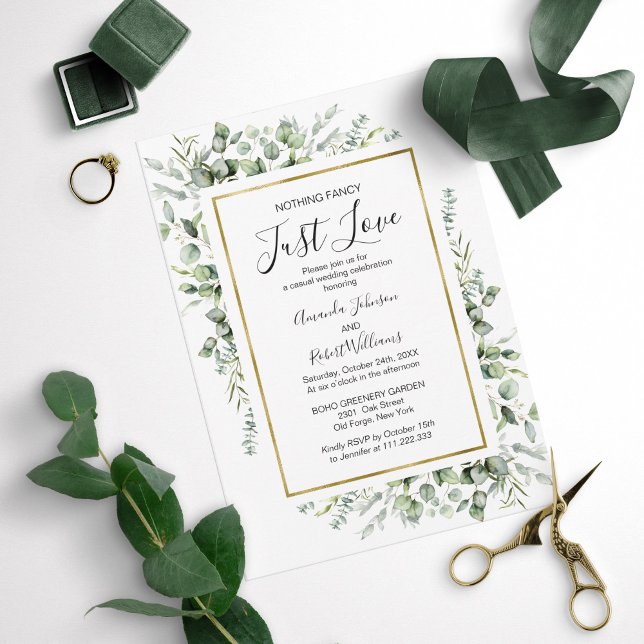 Invitación Nada Fancy Love Just Love Gold Greenerenery Boda I (Subido por el creador)