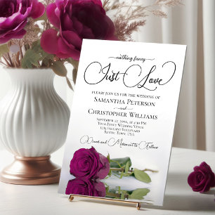 Invitación Nada Fancy Love Just Love Magenta Berry Rosa Boda