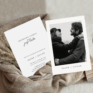 Invitación Nada Fancy Love Just Love Minimalista Photo Boda