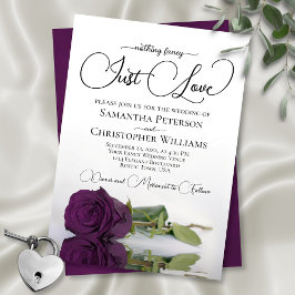 Invitación Nada Fancy Love Just Love Plum Purple Rosa Boda