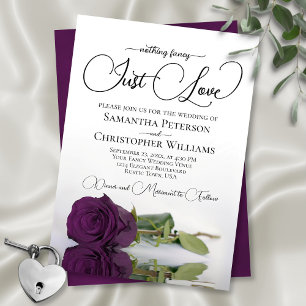Invitación Nada Fancy Love Just Love Plum Purple Rosa Boda