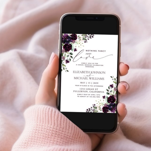 Invitación Nada Fancy Love Just Love Purple Photo Boda (Subido por el creador)