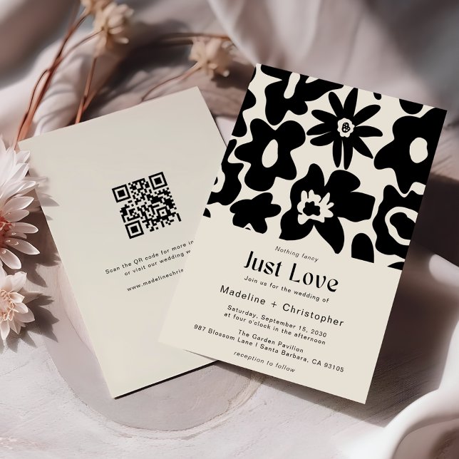 Invitación Nada Fancy Love Just Love Retro Floral Boda (Subido por el creador)