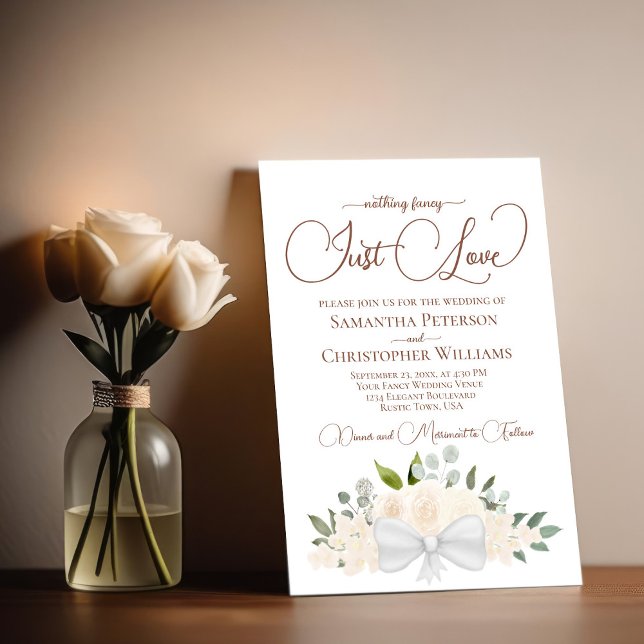Invitación Nada Fancy Love Just Love Rubor Peach Floral Boda (Subido por el creador)